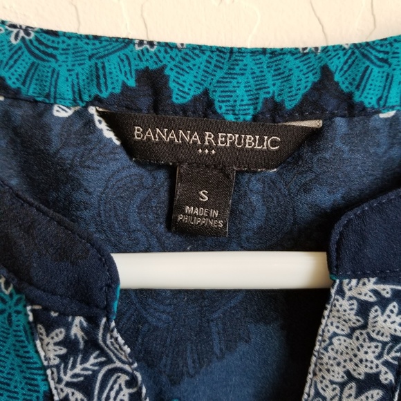 Banana Republic Popover split neck work Blouse S - Picture 2 of 4